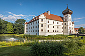 Hohenkammer Castle with moat in Hohenkammer, Upper Bavaria, Bavaria, Germany