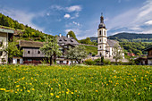 Pfarrkirche St. Sebastian in Ramsau, Oberbayern, Bayern, Deutschland