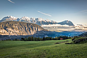 Sunrise over the Inn Valley from Haimingerberg, Tyrol, Austria