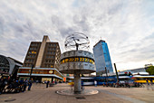Low angle view of World Clock in Alexanderplatz square,Berlin City