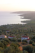 View from Lourdata to the rugged coast north-west of the resort, Kefalonia Island, Ionian Islands, Greece