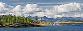 Blick auf die Lofoten, Bognes, Ofoten, Nordland, Norwegen