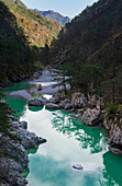 View on the emerald pools of the Meduna river, in the Tramontina Valley, Pordenone, in Friuli Region.Italy