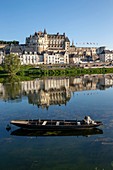 Frankreich, Indre et Loire, Loiretal, von der UNESCO zum Weltkulturerbe erklärt, Amboise, Schloss Amboise, Schloss Amboise aus Theile d'Or über der Loire