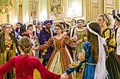 France, Indre et Loire, Loire valley listed as World Heritage by UNESCO, Tours, party hall at the City Hall, Renaissance ball in costume