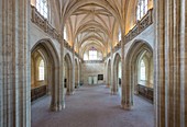 France, Ain, Bourg en Bresse, Royal Monastery of Brou restored in 2018, church of Saint Nicolas de Tolentino, masterpiece of flamboyant Gothic, the large nave hosts cultural shows