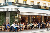 France, Paris, Montmartre district, cafe in the Rue des Abbesses, Le Saint Jean cafe