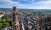 France, Aveyron, Rodez, overview of the town from the top of cathedral Notre Dame