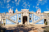 Treppe und Azulejos, Estoi-Palastgarten, Estoi, Loule, Faro-Bezirk, Algarve, Portugal, Europa