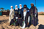 Traditional dressed Tuaregs, Oasis of Timia, Air Mountains, Niger, Africa