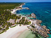 Luftaufnahme des Biosphärenreservats Sian Ka'an, UNESCO-Weltkulturerbe, Quintana Roo, Mexiko, Nordamerika