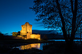 Ross Castle at dusk, Killarney, County Kerry, Munster, Republic of Ireland, Europe