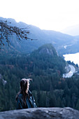 Canada, British Columbia, Squamish, Young woman looking at landscape