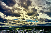 Thunderstorm mood over the Erpeler Ley with a view of the Eifel in the background, Erpel, Rhineland-Palatinate, Germany