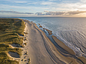 Aerial view of Westerduinen dunes, beach and North Sea coast, near Den Hoorn, Texel, West Frisian Islands, Friesland, Netherlands, Europe