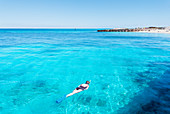 Person snorkelling, Dry Tortugas National Park, Florida, USA