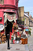 Alice's Antiques, a famous vintage shop on Portobello Road, Notting Hill, London, UK.
