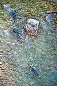 People canyoning in the Gorges du Verdon, Alpes de Haute Provence, Provence, France