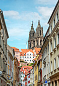 Historic old town of Meissen with the Meissen Cathedral in the background, Saxony, Germany