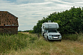 Van and bicycles in the middle of nature at Branston, England