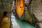 Marien sculpture on the hiking trail of the Partnachklamm in Garmisch Partenkirchen, Bavaria, Germany