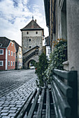 View of the Rothenberger city gate of the medieval town of Seßlach in the Upper Franconian district of Coburg