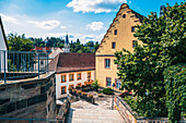 Church square in front of Petrikirche in Kulmbach, Bavaria, Germany