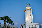 Lighthouse La Farola de Malaga at the port of Malaga, Spain, Andalusia