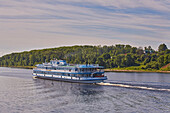 River cruise ship at Tutayev on the Volga, Yaroslavl Oblast, Russia, Europe