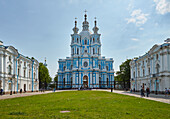 Smolny Monastery with Resurrection Cathedral on the Neva in St. Petersburg, Smolnyj Monastery, Neva, Lenin-Volga-Baltic Canal, Russia, Europe