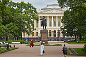 Pushkin Monument in front of the Michael Palace with Russian Museum in St. Petersburg, Russia, Europe
