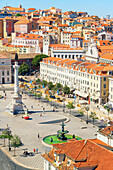 Rossio Square, elevated view, Lisbon, Portugal