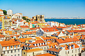 Lisbon city centre, elevated view, Lisbon, Portugal, Europe