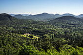 View from the ruins of Lindelbrunn over the Palatinate Forest, Lindelbrunn, Rhineland-Palatinate, Germany