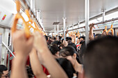crowded metro, Chengdu, Sichuan Province, China, Asia