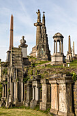 Glasgow Necropolis, Obelisk, Friedhof, Grabsteine, Glasgow, Schottland UK