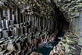Entrance to Fingal's Cave, basalt columns of Staffa Island, Inner Hebrides, Scotland, UK