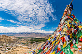 Panorama vom Tsenmo-Hügel über Leh und das Industal zum Stok Kangri, 6153m, Ladakh, Jammu und Kaschmir, Indien, Asien