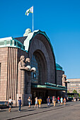 Haupbahnhof Helsinki, Erbaut von Eliel Saarinen,  Statuen von Emil Wikström, Helsinki, Finnland