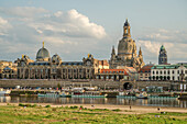 Skyline of Dresden's old town as seen from Neustatter Elbe bank, Saxony, Germany