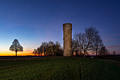 Late at night at the Landturm near Ochsenfurt, Würzburg, Lower Franconia, Franconia, Bavaria, Germany, Europe