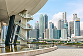 Singapore skyline seen from below the Singapore Artscience Museum in Marina Bay