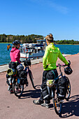 Cycling on the Ahland Island, bicycle ferry at Geta, Ahland, Finland
