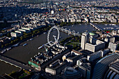 UK, London, Cityscape with London Eye and Thames river