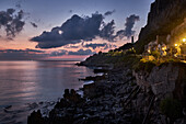 Cefalu, Abendstimmung am Meer, Sizilien, Italien