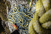 Climbing equipment - multi-pitch climbing on Leonhardstein, Bavarian Prealps