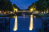 Nymphenburger Kanal, Nachtaufnahme München, Bayern, Deutschland