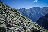 Trail running tour in the Ötztal - mountain landscape with a sea of stones