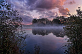 Early autumn morning at Dietlhofer See, Weilheim, Bavaria, Germany