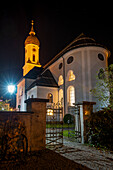 Illuminated St. Martin Church, Garmisch-Partenkirchen, Upper Bavaria, Bavaria, Germany